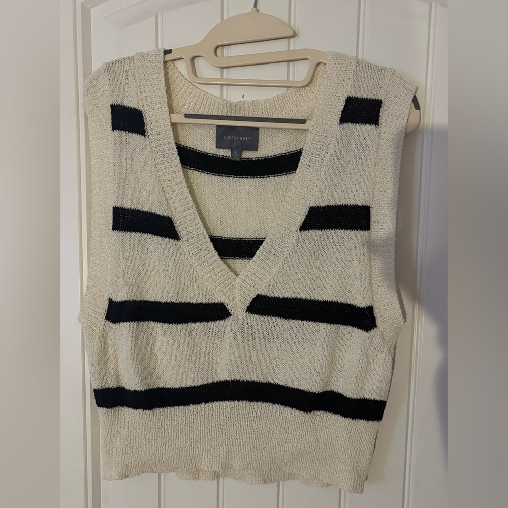 Chic V-Neck Striped Sweater Vest